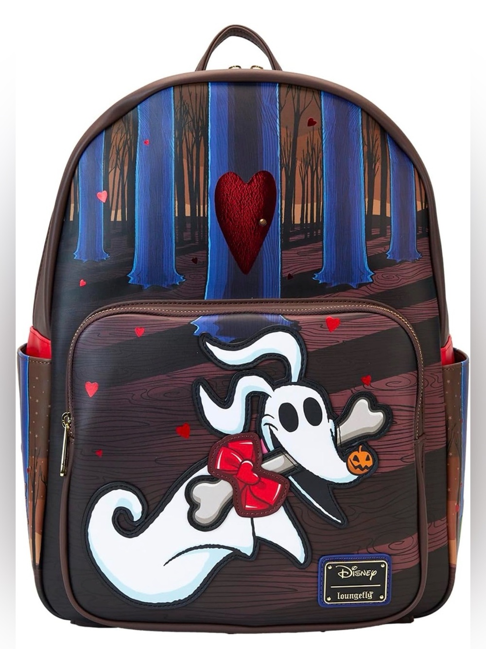 Disney Brown Backpack with Blue Forest and Red Accents